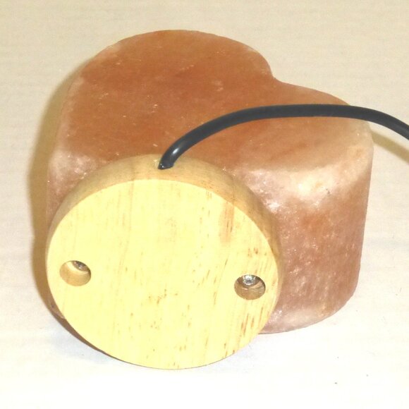 Heart Shaped Hand Carved USB Powered Himalayan Salt Lamp with Wooden Base Works - Picture 8 of 10